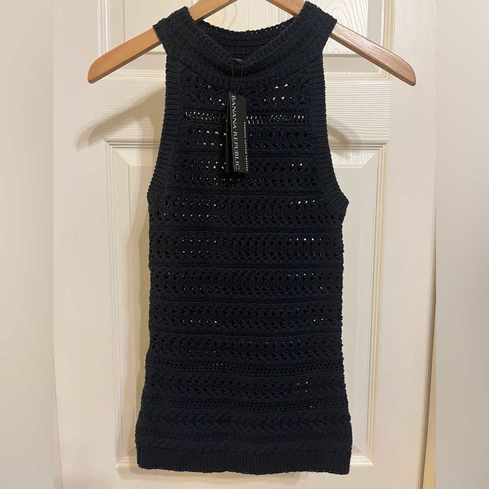 Brand new Banana Republic Navy Crocheted Sleeveless Tank Top